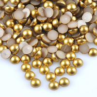 2-10mm Mixed Gold Matte Resin Round Flat Back Loose Pearls - 1000pcs
