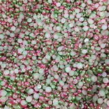 5mm Pink and Green Ombre Mermaid Gradient Resin Round Flat Back Loose Pearls - 5000pcs