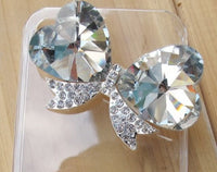 Silver Crystal Rhinestone Heart Bow Rhinestones Bling Cabochon Alloy Metal Decoden