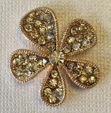 Gold & Crystal Flower Gold Pave Rhinestone Bling Cabochon Alloy Metal Decoden