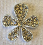 Silver & Crystal Flower Silver Pave Rhinestone Bling Cabochon Alloy Metal Decoden