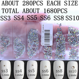 SS3-SS10/1-3mm Gold Champagne Glass Round Flat Back Rhinestones Mixed Set - 1680pcs