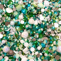 2-10mm Mixed Pearls and Rhinestones Resin Round Flat Back Loose Pearls #15 - 2000pcs