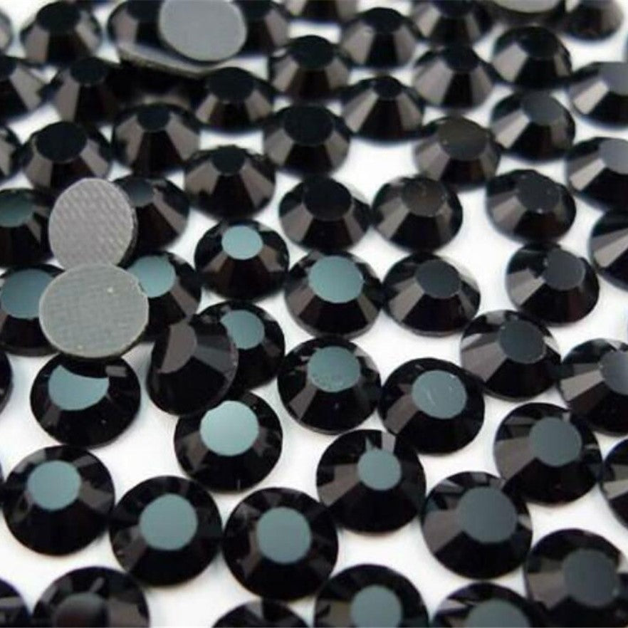 SS12/3mm Jet Black Glass Round Flat Back Loose HOTFIX Rhinestones - 1440pcs