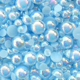 5mm Light Blue AB Resin Round Flat Back Loose Pearls