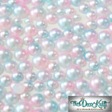 8mm Light Pink and Light Blue Ombre Mermaid Gradient Resin Round Flat Back Loose Pearls - 500pcs
