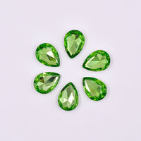 10x14mm Light Green Glass Teardrop Pointback Chatons Rhinestones - 10pcs