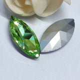 9x18mm Light Green Glass Marquis Pointback Chatons Rhinestones - 10pcs