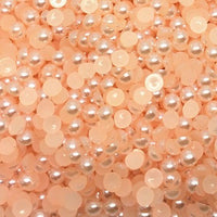 9mm Light Orange Peach Resin Round Flat Back Loose Pearls