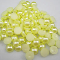 9mm Light Yellow Resin Round Flat Back Loose Pearls