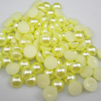 10mm Light Yellow Resin Round Flat Back Loose Pearls - 500pcs