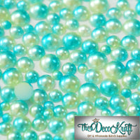 5mm Light Green and Aqua Ombre Mermaid Gradient Resin Round Flat Back Loose Pearls - 5000pcs