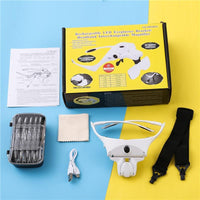 Rechargeable Headband Magnifier Eyeglasses Bracket 1-3.5X Magnifying Glass Lens with 2 LED Lights Hands Free