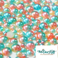 5mm Green and Tan Ombre Mermaid Gradient Resin Round Flat Back Loose Pearls - 1000pcs