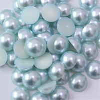 10mm Pale Blue Resin Round Flat Back Loose Pearls - 2000pcs