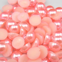 7mm Pink Resin Round Flat Back Loose Pearls - 500pcs