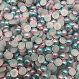 3mm Pink and Aqua Ombre Mermaid Gradient Resin Round Flat Back Loose Pearls