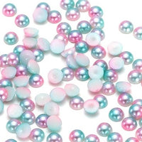 4mm Pink and Aqua Ombre Mermaid Gradient Resin Round Flat Back Loose Pearls