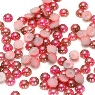 6mm Pink and Coffee Brown Ombre Mermaid Gradient Resin Round Flat Back Loose Pearls