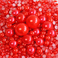 2-10mm Mixed Red Flatback Half Round Pearls - 30 grams / 500 pieces - Loose, Bling, Nail Art, Decoden TDK-P071 - TheDecoKraft