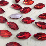9x18mm Red Glass Marquis Pointback Chatons Rhinestones - 10pcs
