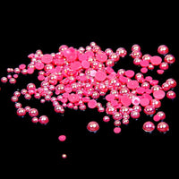 2-10mm Rose Pink AB Resin Round Flat Back Loose Pearls - 1000pcs