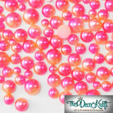 3mm Pink and Orange Ombre Mermaid Gradient Resin Round Flat Back Loose Pearls - 5000pcs
