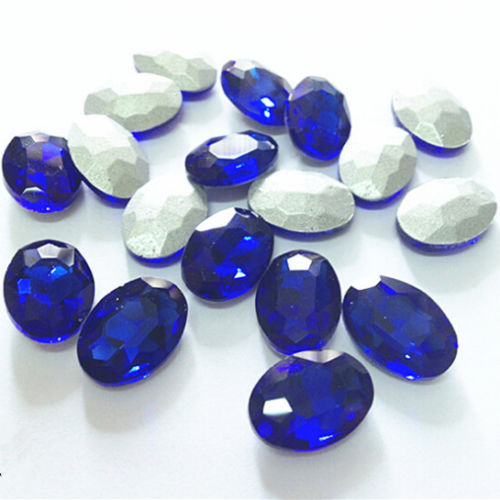 10x14mm Royal Blue Glass Oval Pointback Chatons Rhinestones