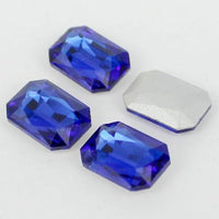 13x18mm Royal Blue Glass Emerald Pointback Chatons Rhinestones - 10pcs