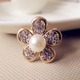 Flower with Pearl & Rhinestones Bling in Gold Setting Cabochon Alloy Metal Decoden