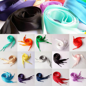 Live: $1 Pair Laces - Shoe Laces 71 inch/180cm (l) x 3/4 inch/2cm (w) Satin Flat Ribbon Shoes Hair Accessory