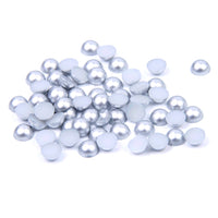 7mm Silver Matte Resin Round Flat Back Loose Pearls