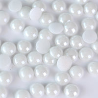 8mm White Ceramic Round Flat Back Loose Pearls - 500pcs