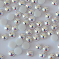 10mm White AB Ceramic Round Flat Back Loose Pearls - 300pcs
