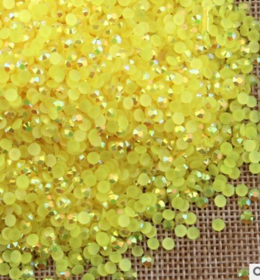 2-6mm Mixed Bright Yellow Jelly Resin Round Flat Back Loose Rhinestones
