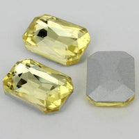 13x18mm Yellow Glass Emerald Pointback Chatons Rhinestones - 10pcs